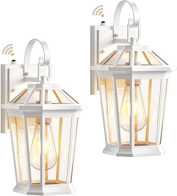 VIANIS 2 Pack Outdoor Wall Lights, Dusk to Dawn Exterior Light Fixture for House, 100% Anti-Rust Aluminum Waterproof Porch Light Outside Wall Lights, White Outdoor Wall Sconce Lanterns for Garage