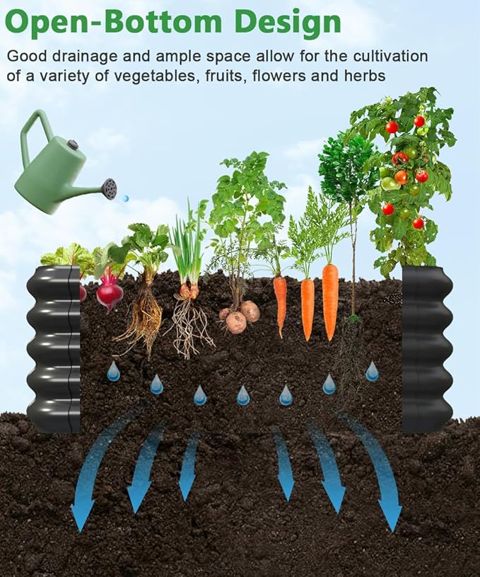 3.0x3.0x1.0ft Raised Garden Bed Kit, Rustproof PP Material Garden Box, Flower Bed with Tool-Free Assembly Design, Square Planter Boxes for Outdoor Plants Vegetables Flower Fruit Herb, Black