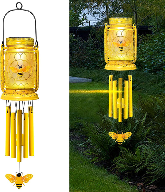 1 Pack Solar Bee Wind Chimes for Outside, Mother' s Day Gifts for Mom Women Grandma, Solar Mason Jar Wind Chime Light Unique Hanging Wind Chimes Outdoor, IP65 Waterproof for Yard Garden Terrace