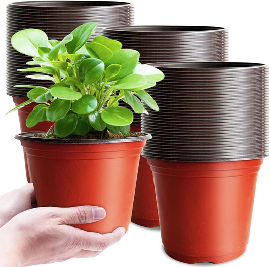100 Pcs Plant Nursery Pots,6 Inch Thicker Plastic Seedling Pots with Holes,Seed Starting Pot Flower Plant Container for Succulents,Seedlings,Cuttings,Transplanting