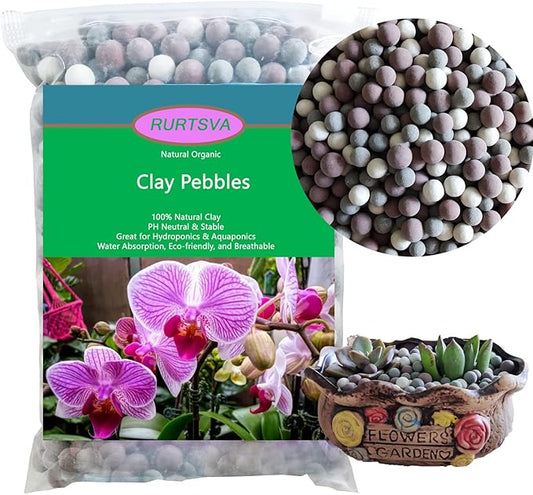 Natural Organic Colorful Leca Balls 5LBS for Plants, 8mm-10mm Ceramsite Clay Pebbles Indoor Potting Garden Soil for Orchid, Succulents, Hydroponics, Decoration, Drainage (5LBS, Primary Color, 1)