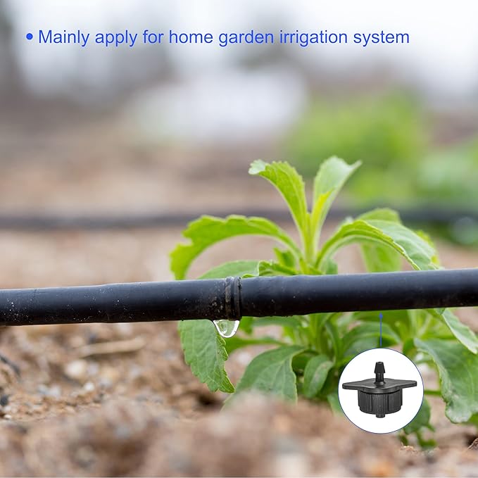 25 Pack Pressure Compensating Dripper - Garden Irrigation, Maintain Constant Flow & Drip Emitter, Apply to Outdoor Garden Lawn Tree (1 Gallon Per Hour, Black)