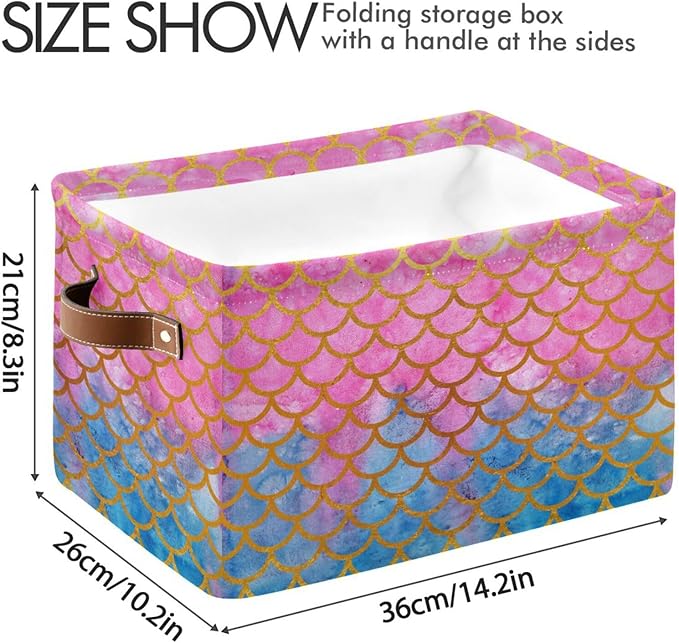 Mermaid Rectangular Storage Basket Organizer Bin Shelf Baskets For Clothes Gifts For Home Office Dorm
