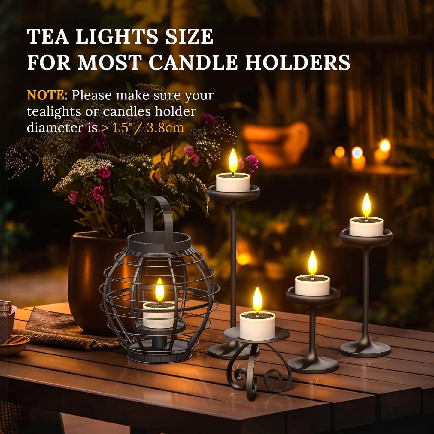 SoulBay Solar Tea Lights Outdoor Waterproof, 12 pcs 1.5" D x 2.1" Reusable Dusk to Dawn Flickering Small LED Tealight Candles, Flameless Votive Candle for Lanterns Patio Garden Camping Décor