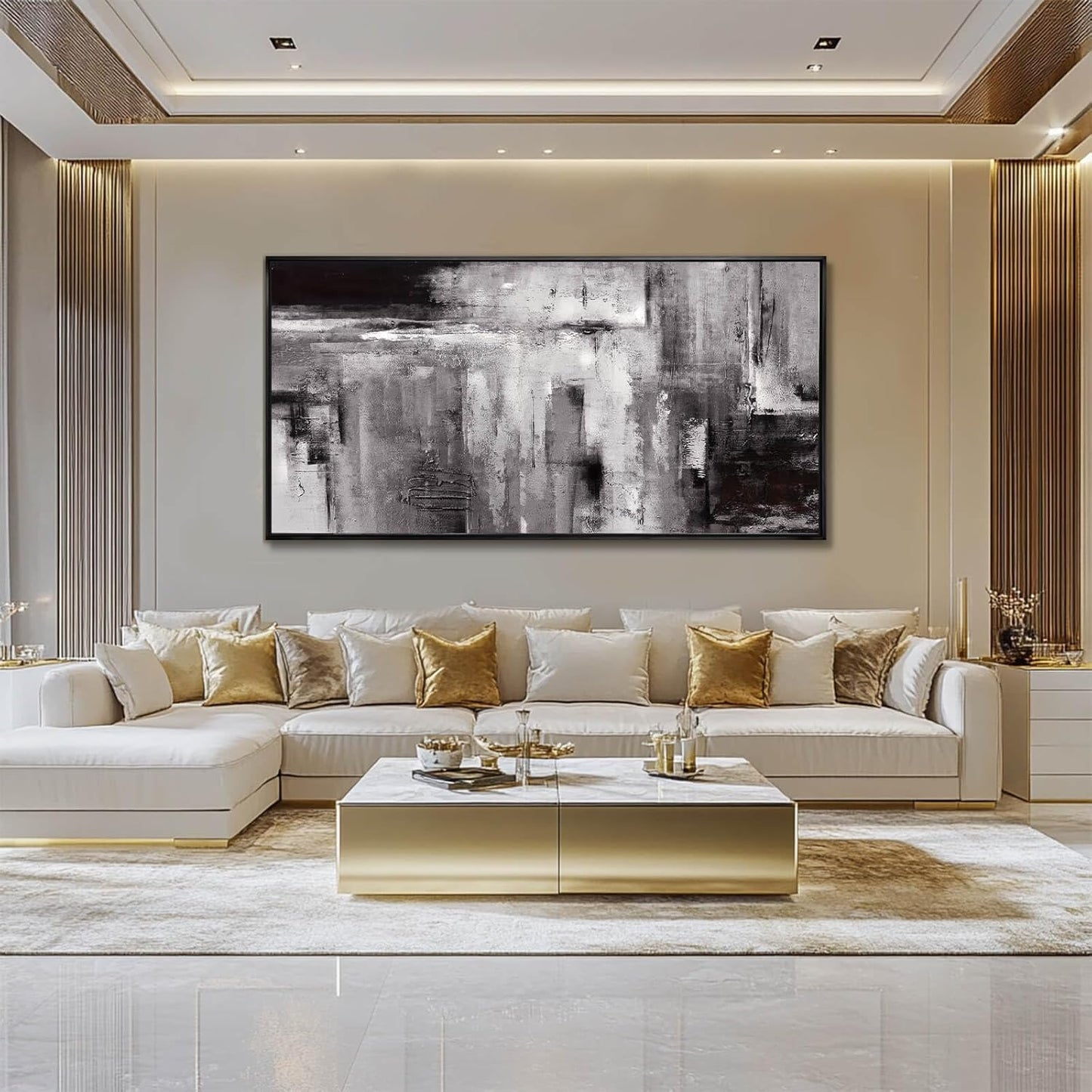 Large Framed Canvas Wall Art Black and White Abstract Art Painting for Bedroom Living Room Wall Decorations 29"x 58" Office Wall Decor