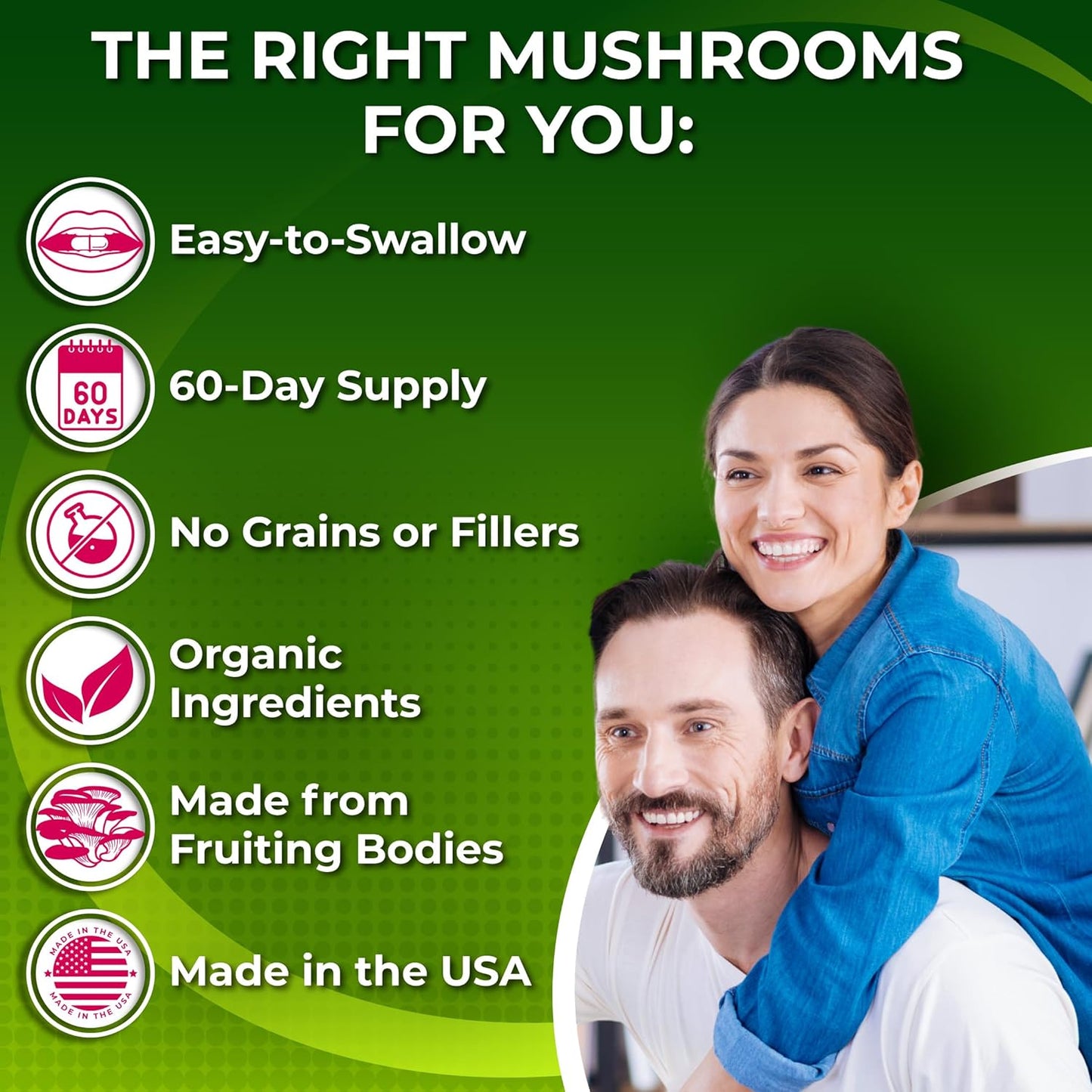 Organic Mushroom Complex: Lion's Mane, Turkey Tail, Cordyceps, Chaga, Contains Naturally Occurring Beta Glucans - Organic Energy & Immune Support Blend: Rhodiola Rosea, Ginseng & Acerola Cherry 120Ct