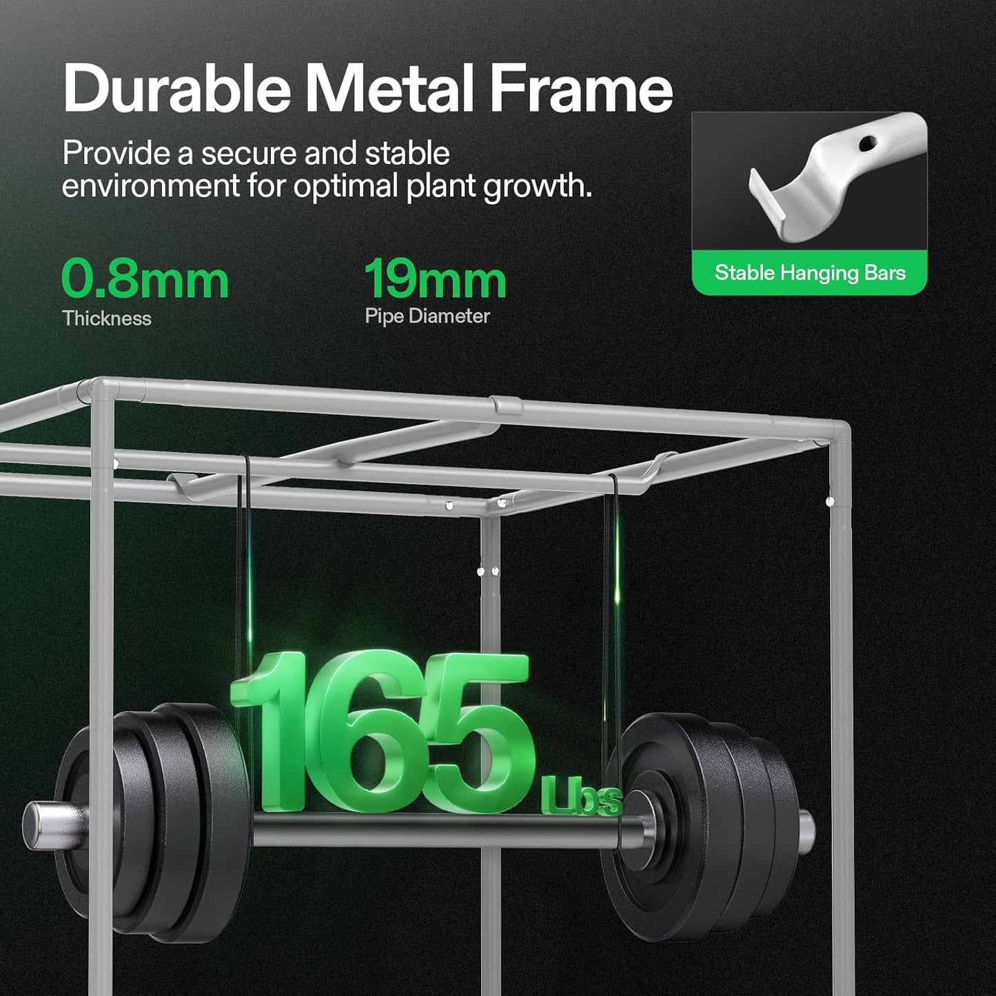 VIVOSUN G425 48"x24"x60" Grow Tent, 4x2 FT Advanced Gray Grow Tent with 19mm Poles, Observation Window and Floor Tray for Hydroponic Plants for VS2000