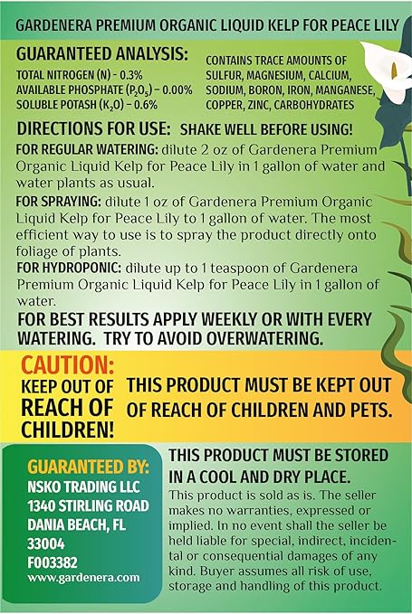 Organic Peace Lily Superfood - 8 oz - Premium Seaweed Fertilizer for Nourishing Peace Lily Plants
