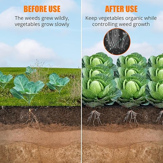 Towallmark Weed Barrier Landscape Fabric 5FTx300FT, Heavy Duty 4.1O Weed Block Gardening Ground Cover Mat, Weed Control Garden Cloth, Woven Geotextile Fabric for Underlayment, Driveway Fabric