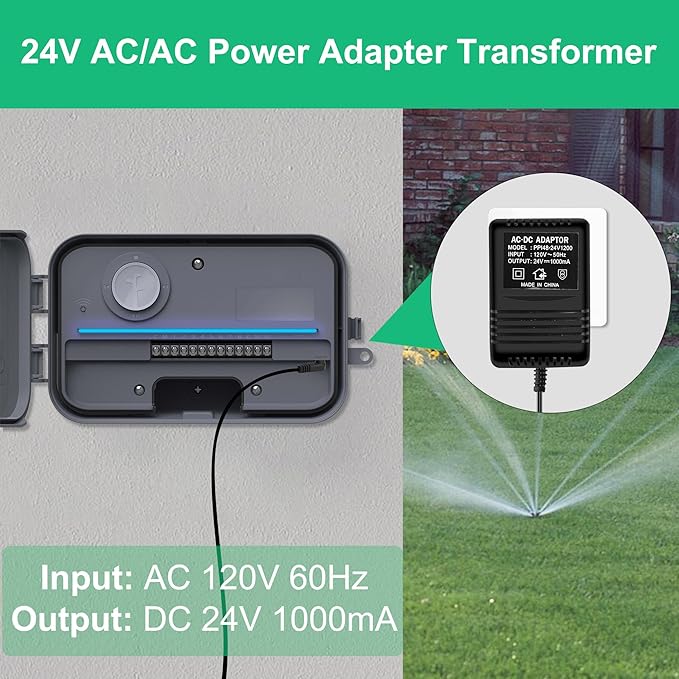 24V Power Supply for Rachio Smart Sprinkler Controller, AC to AC Wall Adapter Transformer, Indoor Irrigation System Controller Accessories Power Adapter