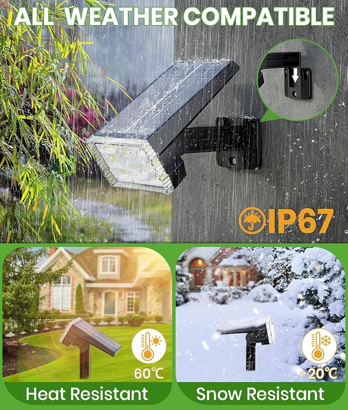 Solar Spot Lights Outdoor, 58 LED 8 Color Modes Solar Lights Outdoor, Multicolor RGB Flood Light Waterproof IP67, 2-in-1 Wall Light for Tree Garden Pathway (Multicolor, 2 Pack)