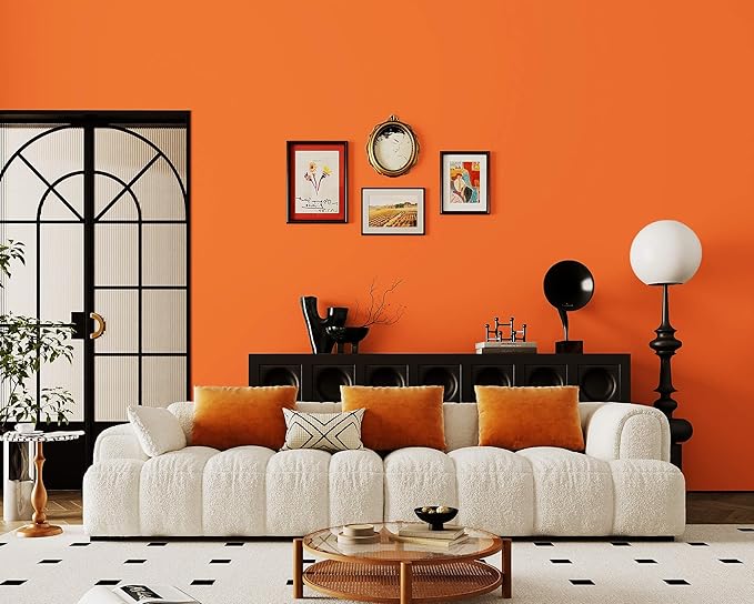 Dimoon 118''x17.7'' Orange Peel and Stick Wallpaper Contact Paper Modern Self Adhesive Wall Paper Removable Renter Friendly Textured Solid Color Shelf Vinyl Roll (118''x17.7'',Tropical Orange)