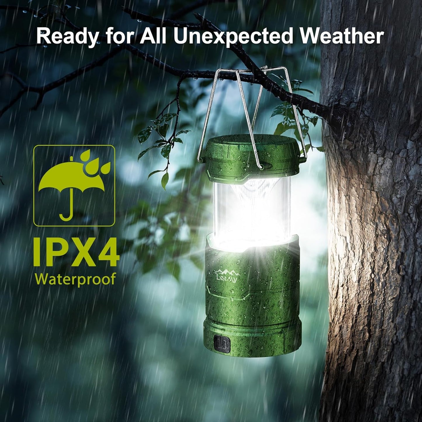 LETMY LED Camping Lantern for Power Outages, 3 Color Modes & Dimmable Battery Powered Lantern, IPX4 Waterproof & Collapsible, Lanterns Flashlight Survival Kits for Emergency Hurricane Hiking, 4 Pack