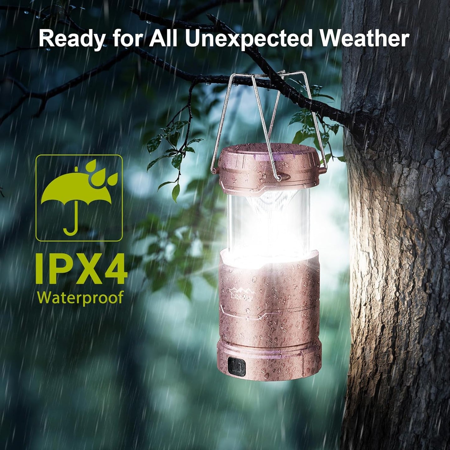 LETMY LED Camping Lantern for Power Outages, 3 Color Modes & Dimmable Battery Powered Lantern, IPX4 Waterproof & Collapsible, Lanterns Flashlight Survival Kits for Emergency Hurricane Hiking, 4 Pack