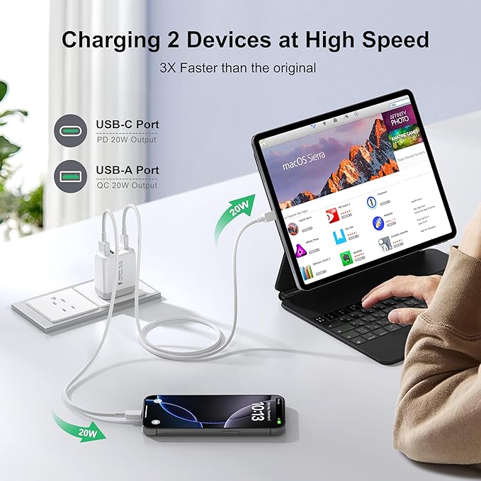 [2-Pack] 40W USB C Wall Plug, 4 Port Fast Charging Block PD 3.0 Multi Port Type C Adapter Cube for iPhone 16/15/14/13/12/Pro Max Plus/XR/SE,iPad/Pro/Mini/Air,AirPods4,watch10,Galaxy
