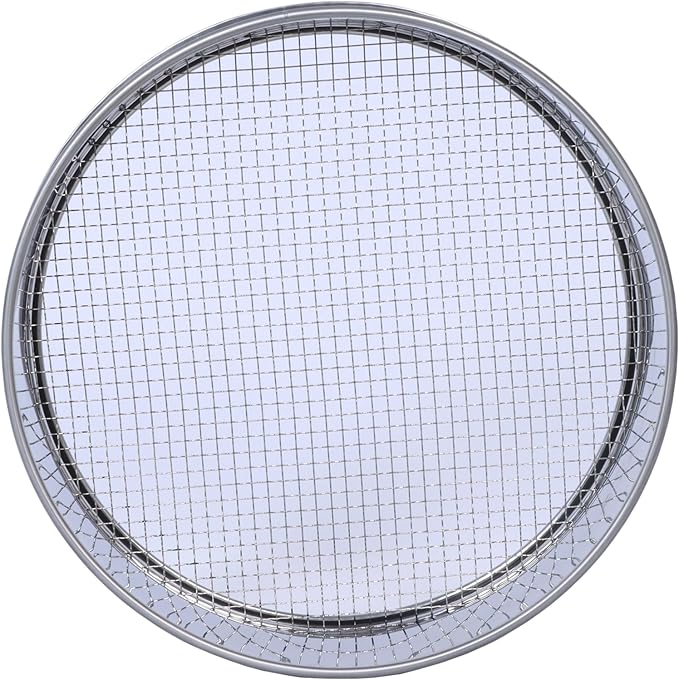 Soil Sifter for Garen -10 inches Soil Sieves for Rocks Compost-Stainless Steel Mesh Sifting Pan (1/4 inch mesh)