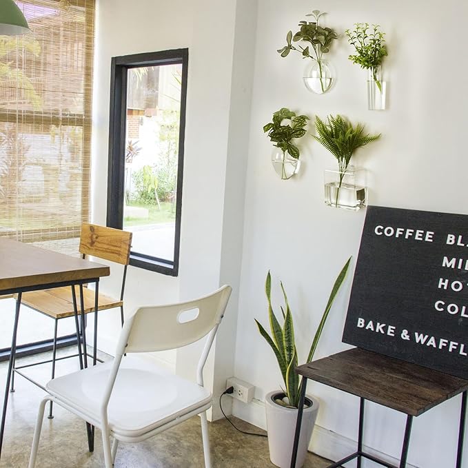 Baderke 4 Pcs Wall Hanging Planter Wall Window Propagation Station Hanging Planter Glass Terrarium Container Plant Propagation Station Vase for Garden Office Decor(Geometric)