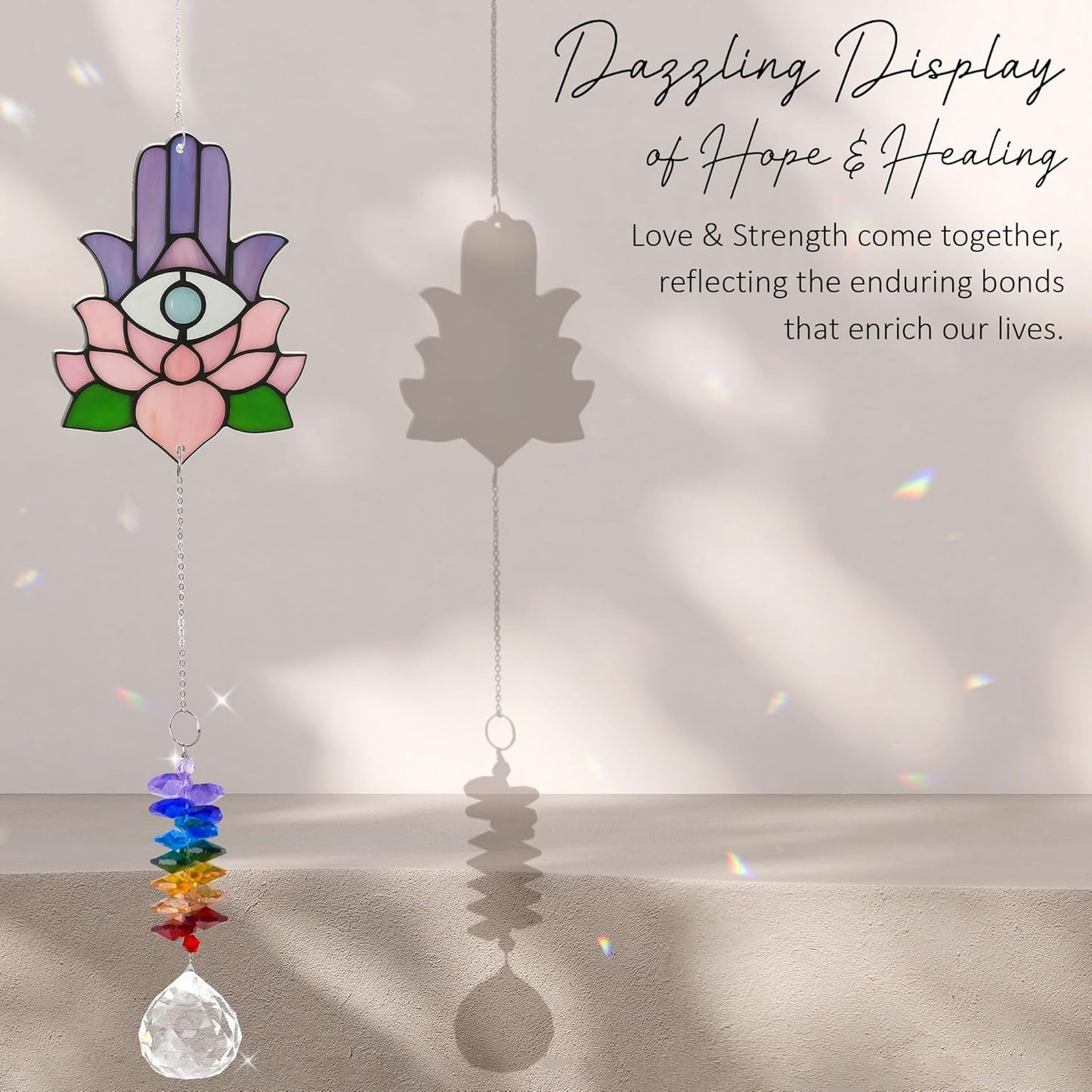 1 Layered Ornament Suncatcher - Hamsa Hand - Spiritual Protection Gift - Hand of Fatima Keepsake - Christmas Birthday Presents for Women, Men - Boho Home Decoration - Protection Hanging Decor