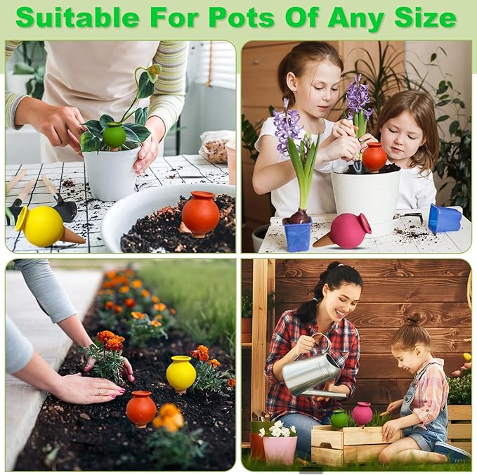 Terracotta Self Watering Devices Premium Self Watering Spikes Upgraded Planter Insert Device Irrigation Dripper Professional Garden Automatic Plant Accessories 4 Packs (Clay Pots)