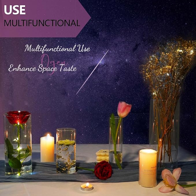 60pcs Glass Vase Cylinder Vases for Centerpieces Small Flower Glass Clear Vases Home Decor Centerpiece Table Flower Vase Decorations for Wedding Decoration＆Holiday Mixed Sizes Tall