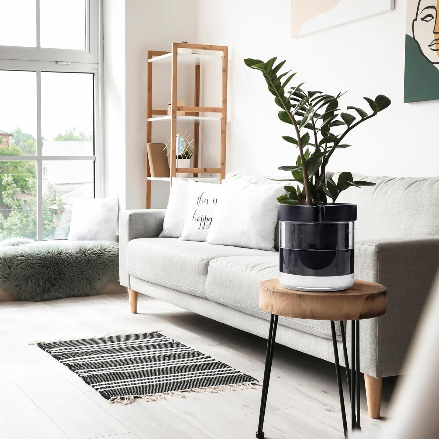 Phoenix Vine 8 Inch Self Watering Terracotta Planter, Black Terracotta Clay Pot with Glass Reservoir for Indoor Plants, Herbs, Flowers, Set of 1, 52-C-H-1