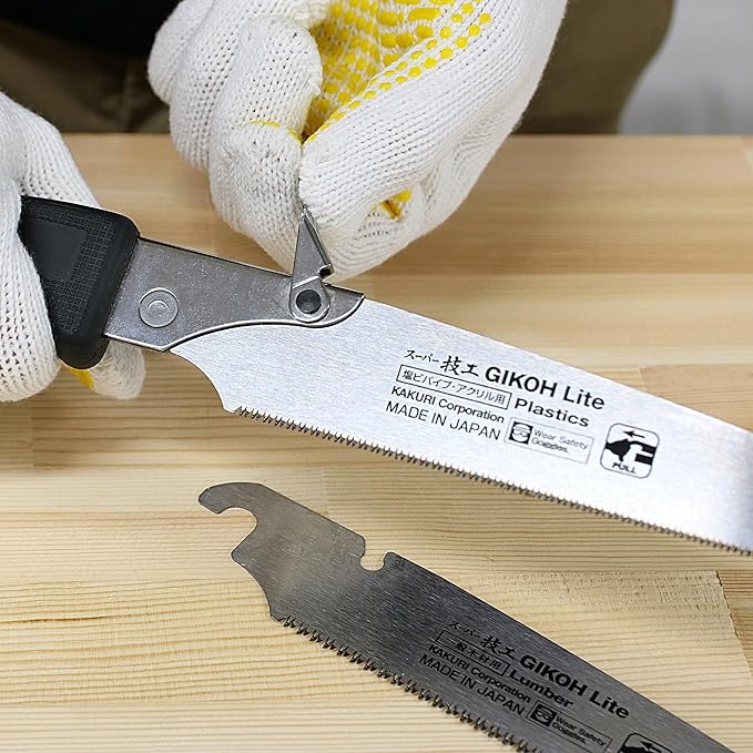 KAKURI Japanese Hand Saw [Woodworking] 8-1/4" Japanese Pull Saw with Blade Cover, Made in JAPAN