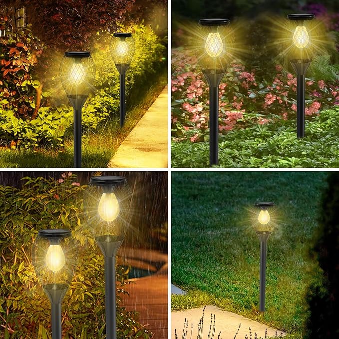 4 Pack Solar Lights Outdoor Waterproof, Solar Pathway Lights, Auto On/Off LED Landscape Decorative for Garden,Lawn,Yard, Walkway, Driveway.