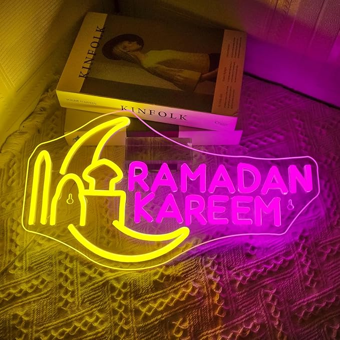 Moon Castle Ramadan Festival Neon Sign Eid Mubarak Neon Lights for Wall Decor Muslim Islamic Led Light Sign for Ramadan Mubarak Ramadan Kareem Sign Islamic Muslim Home Bedroom