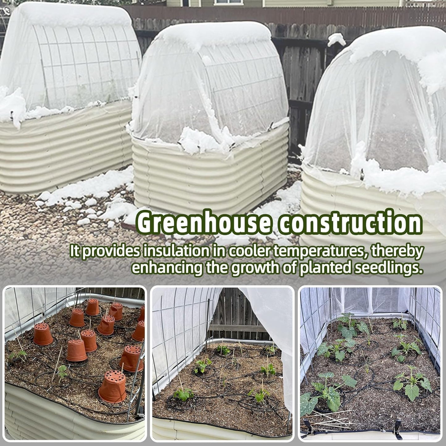 3pack 10x50ft Plant Covers Freeze Protection- Frost Cloth Blanket Floating Row Cover for Winter 0.9 oz/yd