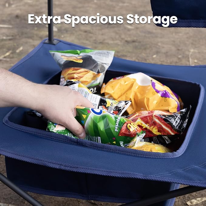 Folding Camping Table, Portable Outdoor Picnic Table, Rectangular Lightweight Camp Table with Storage, Cup Holder and Carry Bag for Barbeque Beach Camping and Tailgate