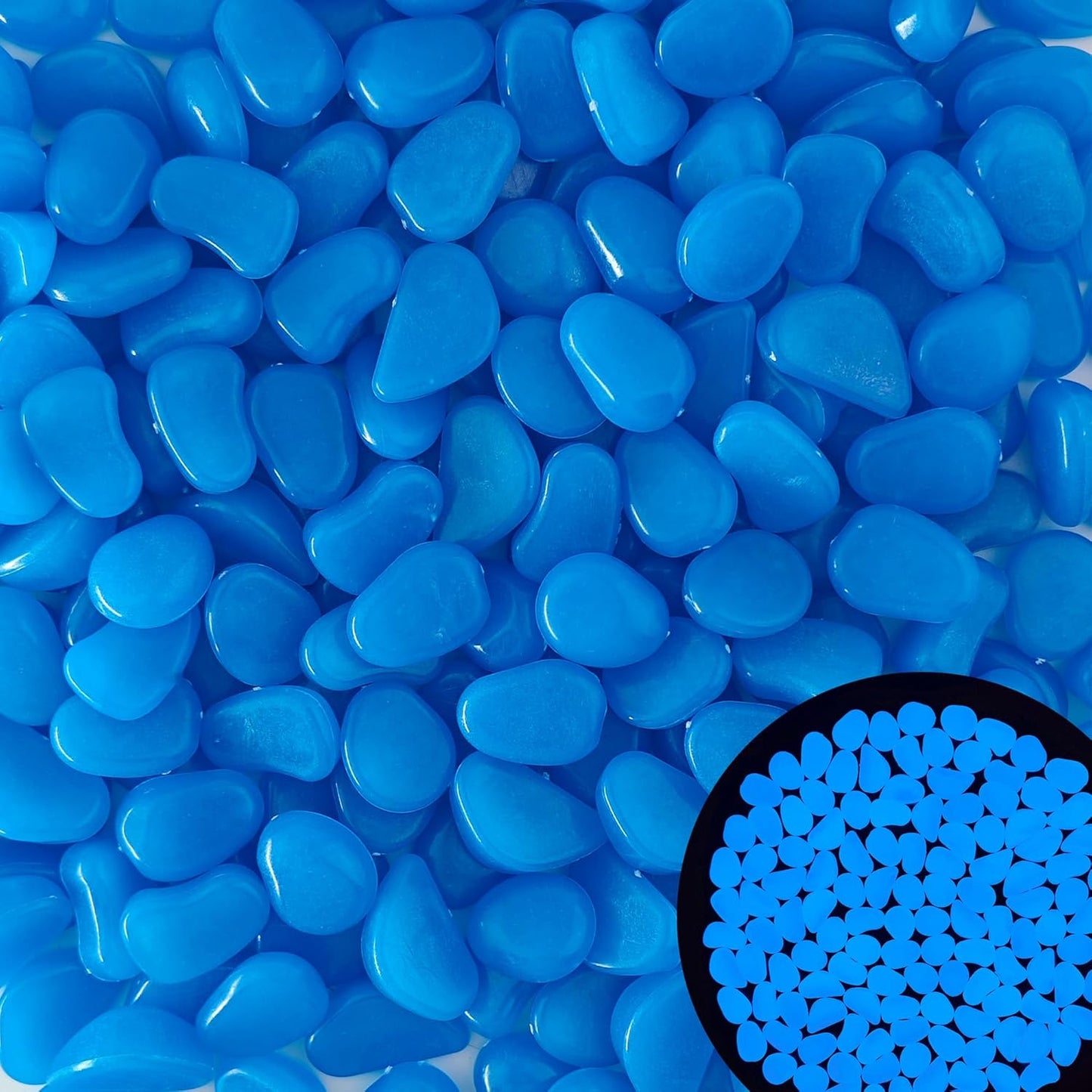 0.7LB 25-27mm Bule Glow in The Dark Stones Luminous Pebble Stones Glow Fish Tank Rocks Luminous Pebbles for Outdoor Decor Yard Walkway Pathway Aquarium