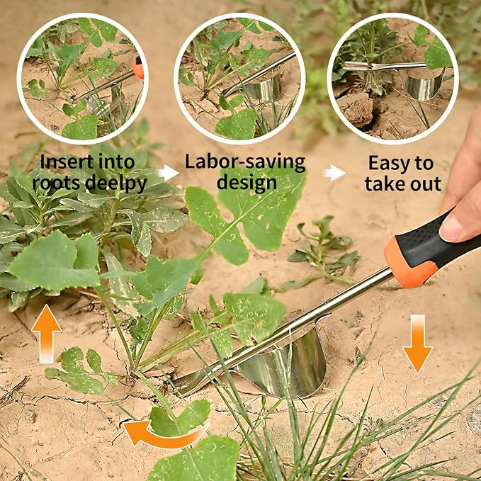 2025 Hand Weeder Tool, Rubber Handle Manual Weeder Puller Tool, Uprooting Weeding Tools, Crack Weeder Crevice, 4 Teeth Weeding Tool, Weeding Artifact Tool for Gardening (2 Pcs)