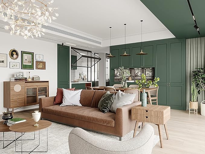 Dimoon 590''x17.7'' Green Peel and Stick Wallpaper Contact Paper Modern Self Adhesive Wall Paper Removable Renter Friendly Textured Solid Color Shelf Cabinet Vinyl Roll (590''x17.7'',Dark Green)