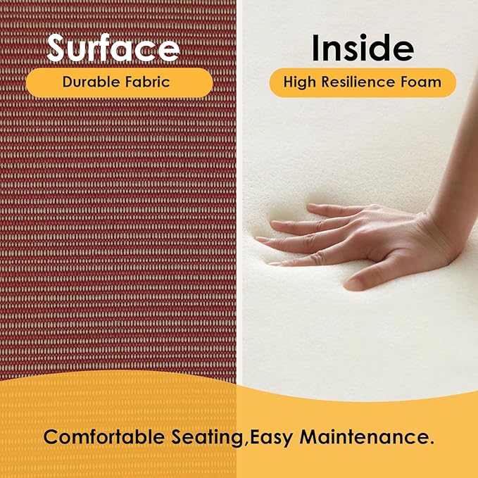 Outdoor Square Corner Seat Cushion, 18.5"x16"x3", Set of 4, Non Slip Seat Cushion Pads with Removable Cover for Patio Furniture, Garden Yard Lawn, Dark Yellow Tan Stripe