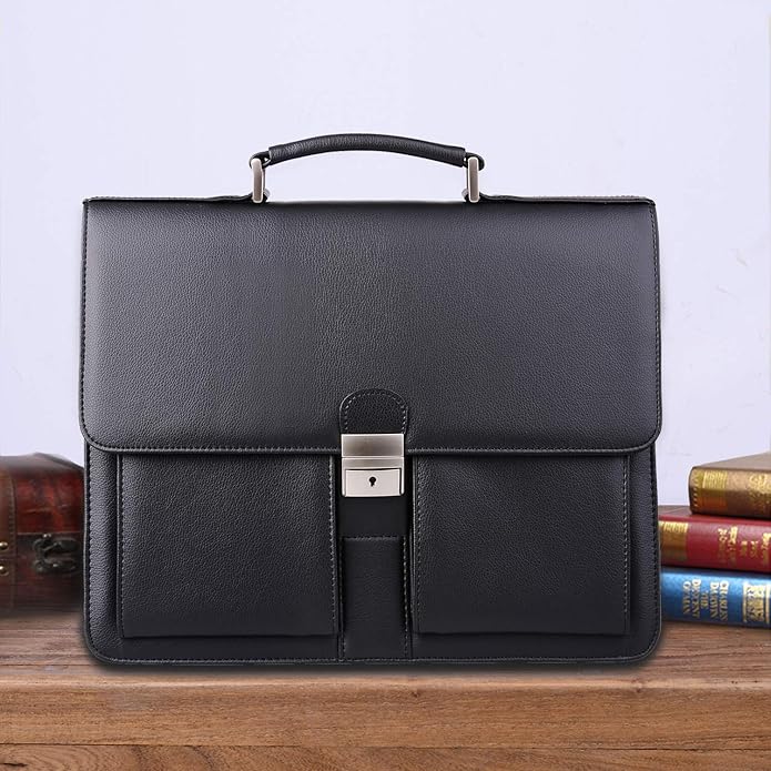 Jack&Chris Mens New PU Leather Attache Briefcase Traditional Messenger Lawyer Bag, MBYX015