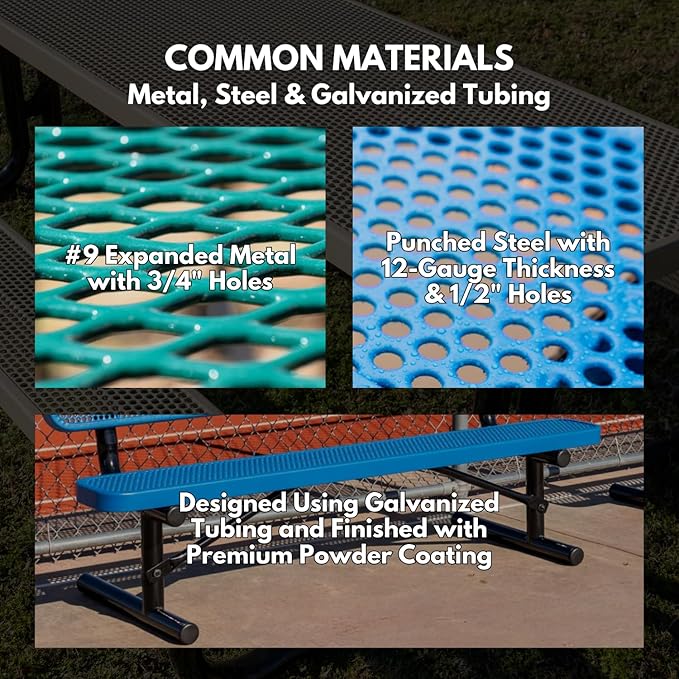 Coated Outdoor Furniture Heavy-Duty Outdoor Bench Thermoplastic Coated, Expanded Metal, Commercial-Grade Seating, Made in America (Surface with Back, 6 Ft, Textured Grey)