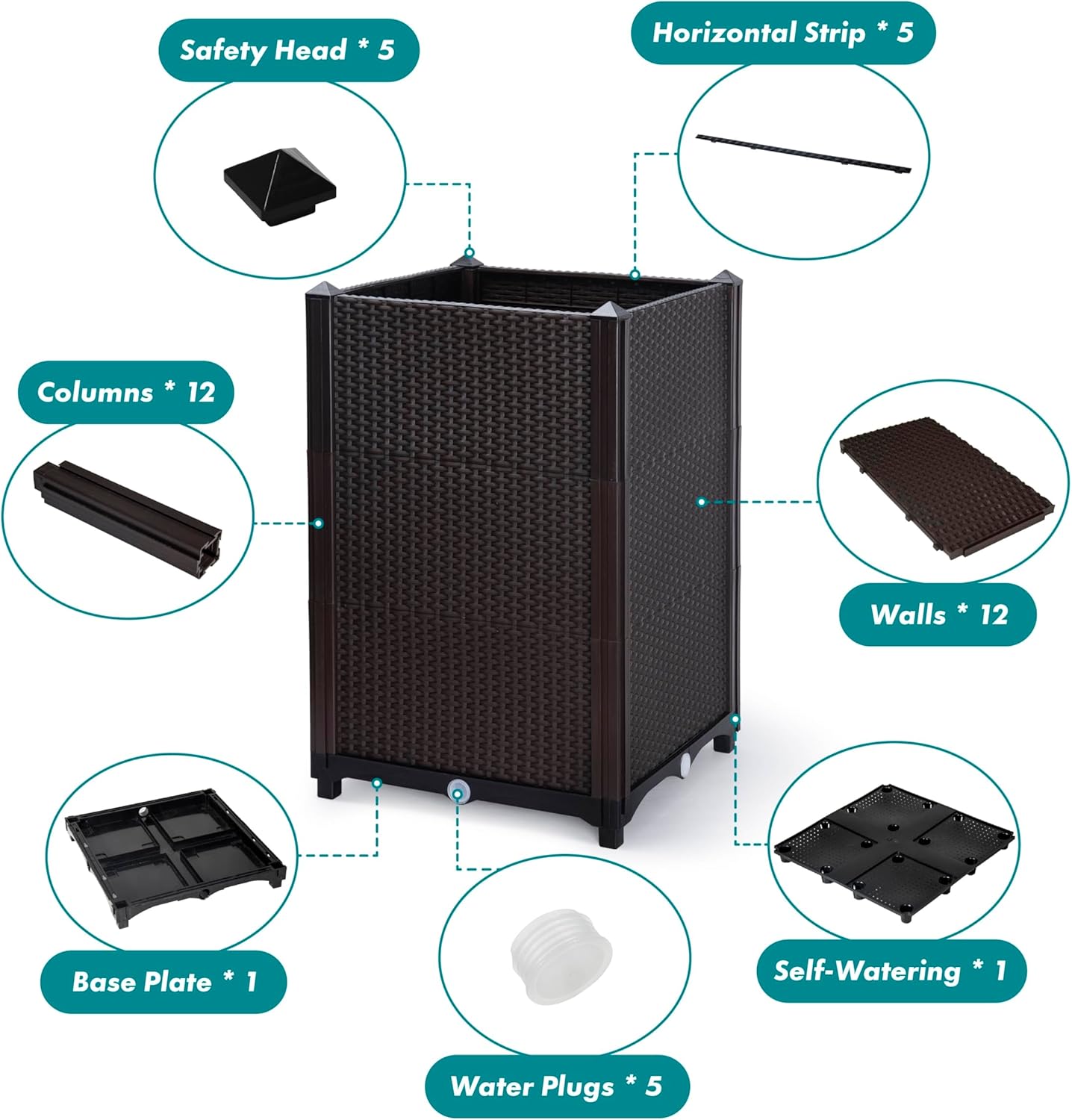 D'vine Dev Raised Patio Planter Box - Elevated Planter with Drainage Plug Raised Garden Beds for Growing Flowers, Herbs, Vegetables - Outdoor Standing Gardening Kit, Set of 1, RGB-D-1