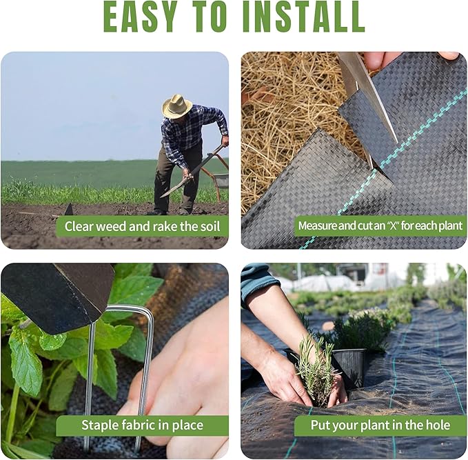 6ftx300ft Weed Barrier Landscape Fabric Heavy Duty, Premiun 2.4OZ Garden Geotextile Fabric, Outdoor Weed Blocker Landscaping Fabric, for Driveway Mats, Erosion Control, Ground Cover Weed Barrier