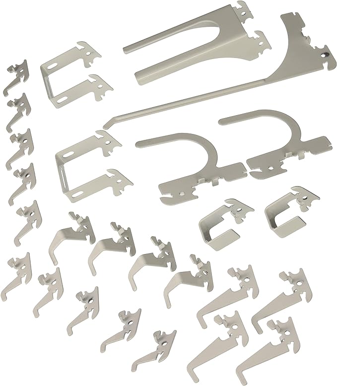 Wall Control 4 ft. Metal Pegboard Organizer - Standard Tool Storage Kit & Deluxe Hook Assortment for Slotted Tool Board - White