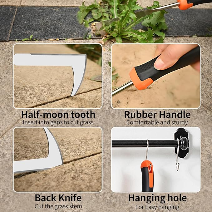 2025 Hand Weeder Tool, Rubber Handle Manual Weeder Puller Tool, Uprooting Weeding Tools, Crack Weeder Crevice, 4 Teeth Weeding Tool, Weeding Artifact Tool for Gardening (2 Pcs)