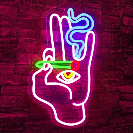 WLHOPE Evil Eye Neon Signs Hand Eye Neon Signs Pink Blue Led Neon Signs for Wall Decor, Hamsa Neon Sign, USB Connectivity Eye Neon Light Signs for Bedroom Game Room Home Bar Pub Cafes Party Gift