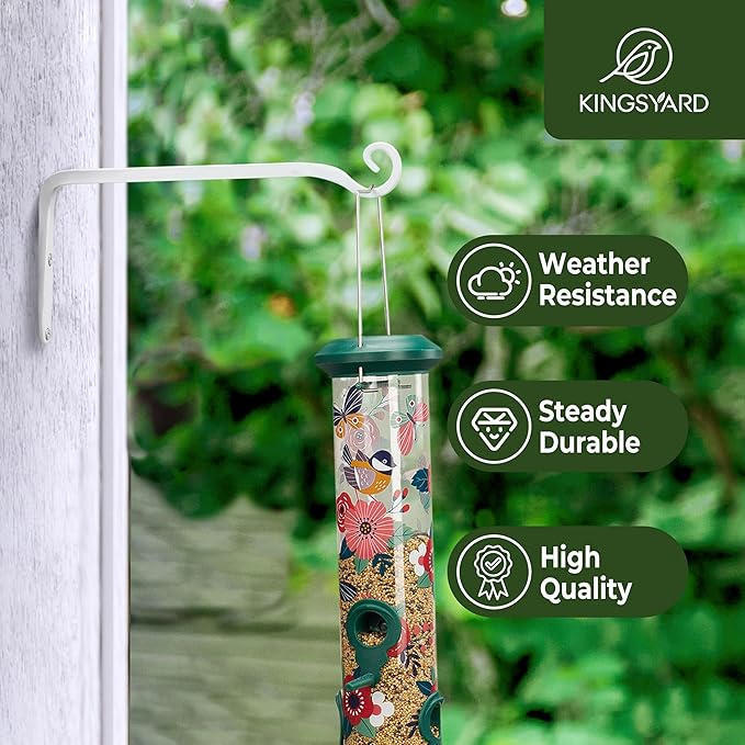 Kingsyard 2-Pack Wall Plant Hanger Outdoor - Heavy Duty Metal Hanging Bracket Hooks for Hanging Plant Bird Feeders Lanterns Wind Chimes Outdoor & Indoor, 6-Inch/White