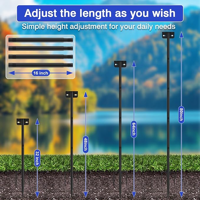 72 Inch Adjustable Bird Feeder Pole,Bird House Pole Suitable for Feeders & Birdhouse,Weather Station,Heavy-Duty Rustproof Design,Enhance Outdoor Decor & Birdwatching Experience (1 Pack 72 inch)