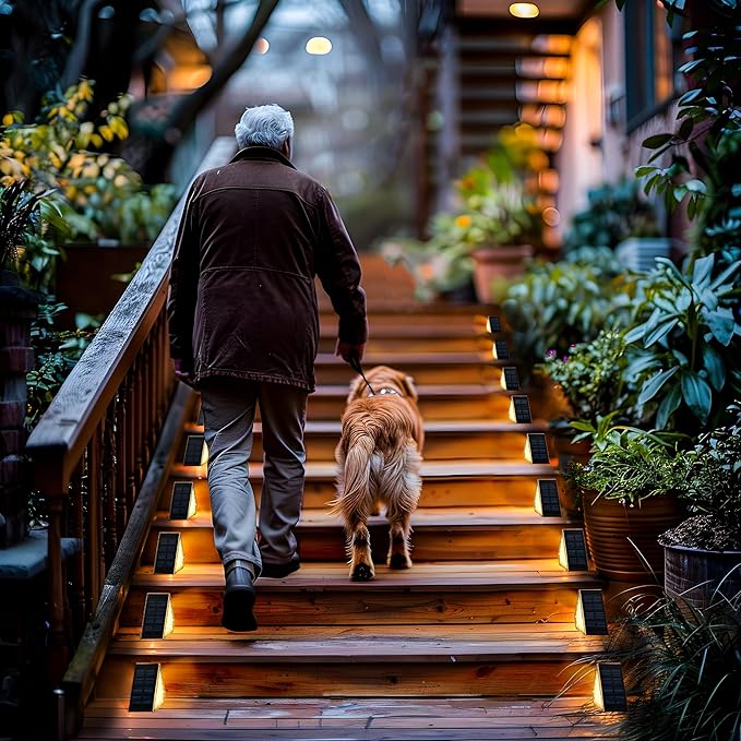 SOLPEX Solar Step Lights for Outside, 24 LEDs Solar Stair Lights Outdoor Waterproof Decor for Stair, Porch, Step, Deck, Fence, Front Door, Balcony, Patio, Wall, Yard, Garden(2 Pack, Warm White)