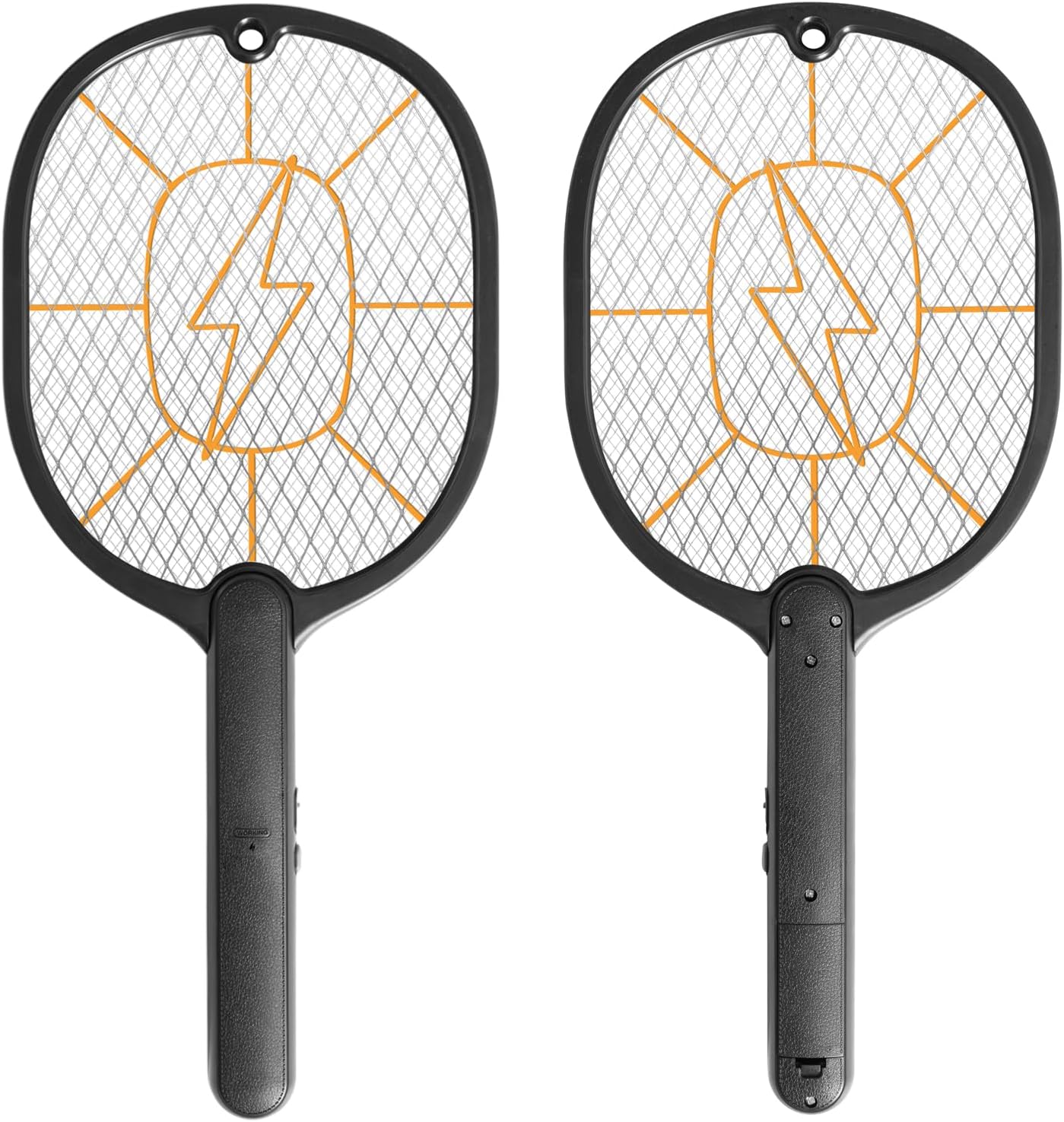 Electric Fly Swatter 2 Pack (Black & Gray), High-Voltage Bug Zapper Racket for Mosquitoes & Flies, Safe Protective Mesh, Indoor/Outdoor AA Batteries Required, Not Included