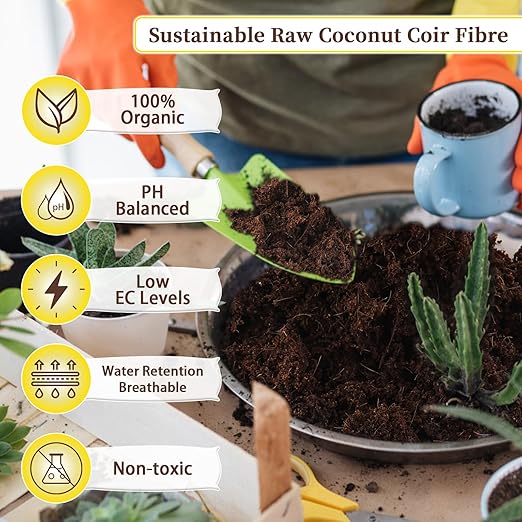 Eco-Friendly Coco Coir Mat & 10lbs Soil Conditioner for Plants, Succulents, Violets - Supports Strong Roots & Healthy Growth