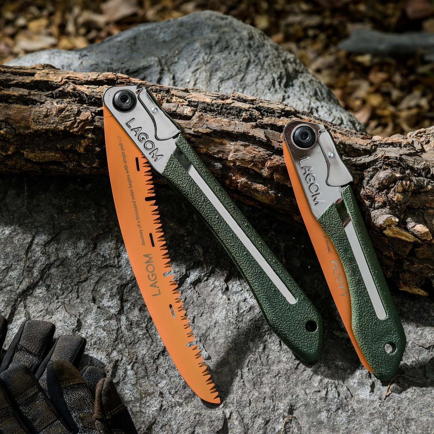 LAGOM Folding Camp Saws for Cutting Branches – 2 Pack (11.4" & 8.2") | SK5 Steel Blades, Ergonomic Handle, Secure Lock | Foldable Tool for Camping, Gardening, Survival, Kayaking, Outdoors