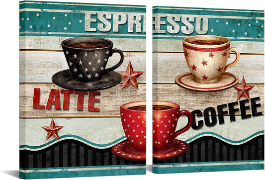 Red and Teal Kitchen Decor 12 x 16 Dining Room 2 Piece Wall Art