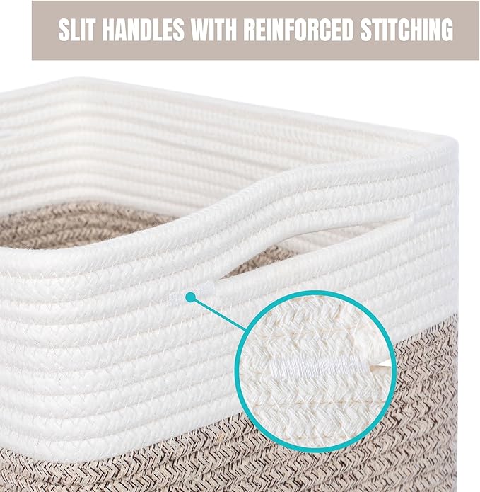 MINTWOOD Design Storage Basket for Shelves, Decorative Baskets for Organizing, Book Basket, Storage Cube Bin Box, Woven Closet Organizer, Pantry Closet and Shoe Basket, Light Brown