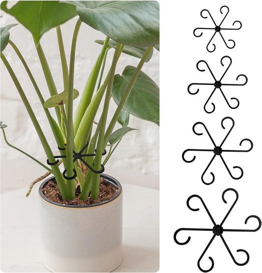 Plant Stem Support Set, 8Pcs 4 Sizes Plant Trellis Rings for Climbing Plants Indoor, Support Holder Ring for Different Growth Stages, Climbing Houseplant Trellis for Potted (Black)